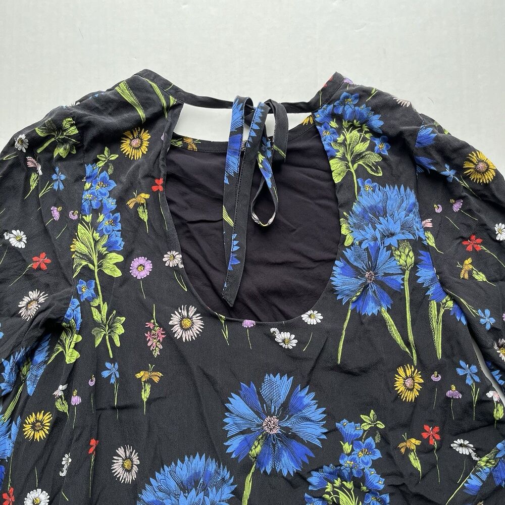 Anthropologie MAEVE Lucinda Tunic Dress Womens M Multi Floral Silk Tie Back Boho - Picture 5 of 14